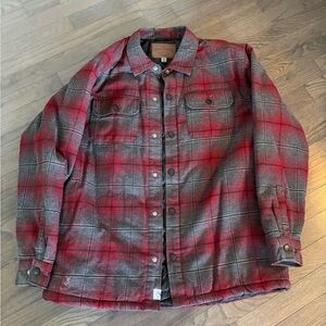 Men's Red & Gray Plaid Lightweight Shirt Jacket